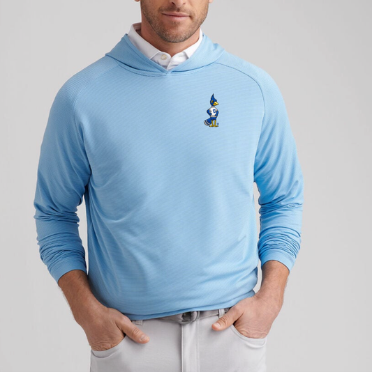 Peter Millar Pine Sugar Stripe Performance Hoodie - Creighton University Billy